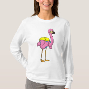 Flamingo als Schüler mit Schultasche T-Shirt