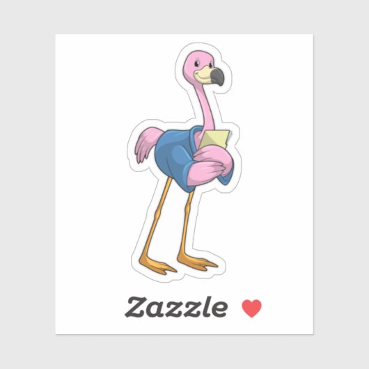 Flamingo als Secretary mit Notepad Aufkleber (Blatt)
