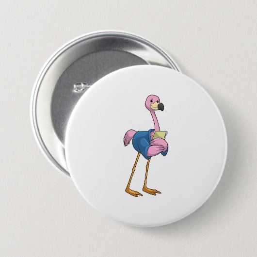 Flamingo als Secretary mit Notepad Button (Vorne & Hinten)