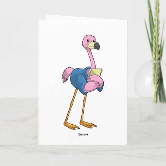 Flamingo als Secretary mit Notepad Karte (Rückseite)