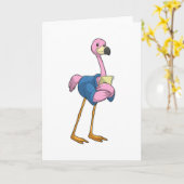 Flamingo als Secretary mit Notepad Karte (Gelbe Blume)