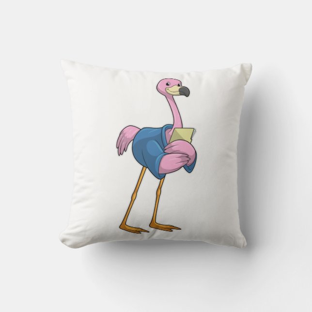 Flamingo als Secretary mit Notepad Kissen (Vorderseite)