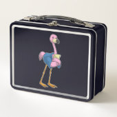 Flamingo als Secretary mit Notepad Metall Brotdose (Vorderseite)