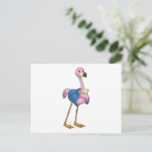 Flamingo als Secretary mit Notepad Postkarte (Stehend Vorderseite)