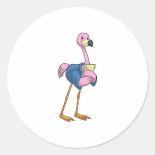 Flamingo als Secretary mit Notepad Runder Aufkleber