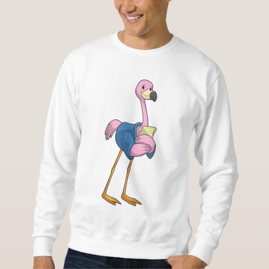 Flamingo als Secretary mit Notepad Sweatshirt (Vorderseite)