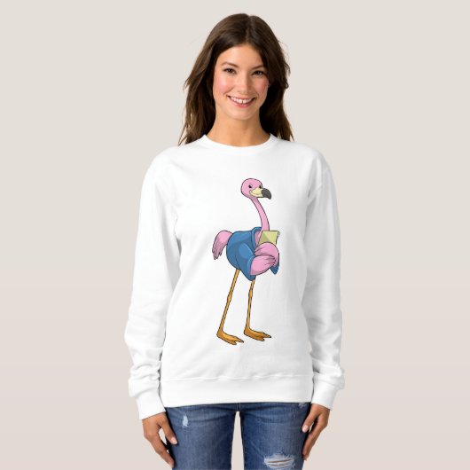 Flamingo als Secretary mit Notepad Sweatshirt (Vorne ganz)