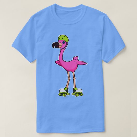 Flamingo als Skater mit Roller Skate Helmet T-Shirt (Design vorne)