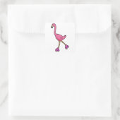Flamingo als Skater mit Roller-Skaten Quadratischer Aufkleber (Tasche)