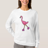 Flamingo als Skater mit Roller-Skaten T-Shirt (Vorderseite)