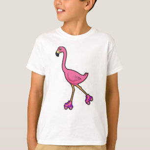 Flamingo als Skater mit Roller-Skaten T-Shirt