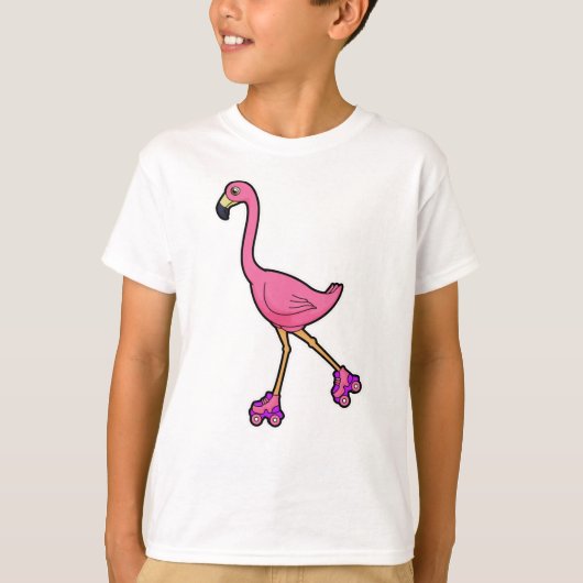 Flamingo als Skater mit Roller-Skaten T-Shirt (Vorderseite)