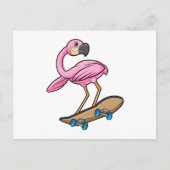 Flamingo als Skater mit Skateboard Postkarte (Vorderseite)
