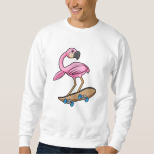 Flamingo als Skater mit Skateboard Sweatshirt