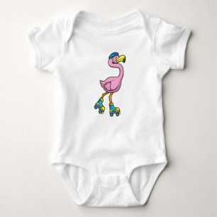 Flamingo als Skater mit Skaten & Helmet Baby Strampler
