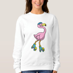 Flamingo als Skater mit Skaten & Helmet Sweatshirt