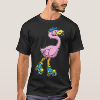 Flamingo als Skater mit Skaten Helmet T-Shirt
