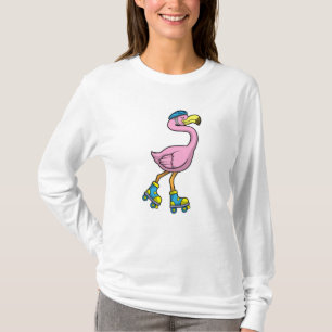 Flamingo als Skater mit Skaten & Helmet T-Shirt