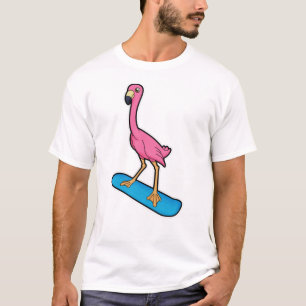 Flamingo als Snowboarder mit Snowbaord T-Shirt
