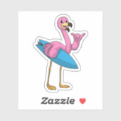 Flamingo als Surfer mit Surfboard Aufkleber (Blatt)