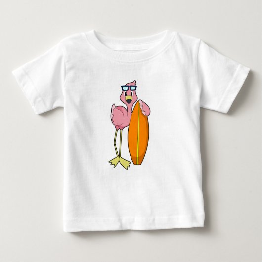 Flamingo als Surfer mit Surfboard.PNG Baby T-shirt (Vorderseite)