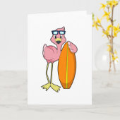 Flamingo als Surfer mit Surfboard.PNG Karte (Gelbe Blume)