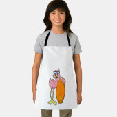 Flamingo als Surfer mit Surfboard.PNG Schürze (Insitu)