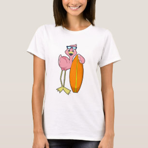 Flamingo als Surfer mit Surfboard.PNG T-Shirt