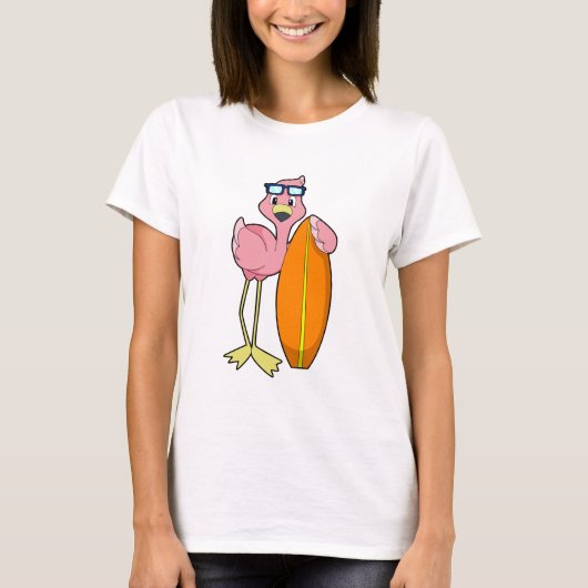 Flamingo als Surfer mit Surfboard.PNG T-Shirt (Vorderseite)