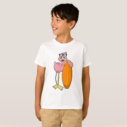 Flamingo als Surfer mit Surfboard.PNG T-Shirt (Vorne ganz)