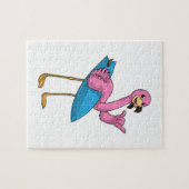Flamingo als Surfer mit Surfboard Puzzle (Horizontal)