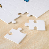 Flamingo als Surfer mit Surfboard Puzzle (Seite)