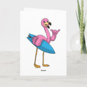 Flamingo als Surfer mit Surfbrett Karte (Rückseite)