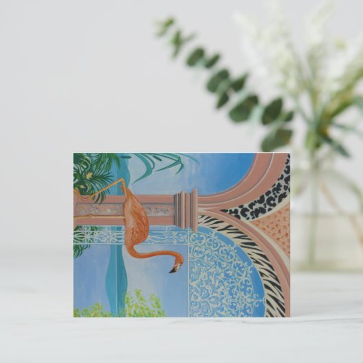 Flamingo am See Postkarte (Stehend Vorderseite)
