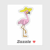 Flamingo am Strand mit Hat Aufkleber (Blatt)