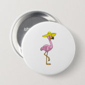 Flamingo am Strand mit Hat Button (Vorne & Hinten)