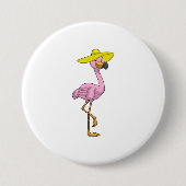Flamingo am Strand mit Hat Button (Vorderseite)