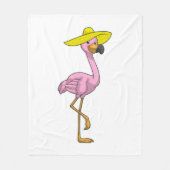 Flamingo am Strand mit Hat Fleecedecke (Vorderseite)