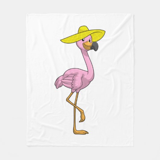 Flamingo am Strand mit Hat Fleecedecke (Vorderseite)