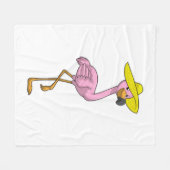 Flamingo am Strand mit Hat Fleecedecke (Vorderseite (Horizontal))