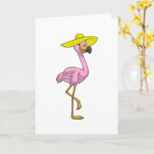 Flamingo am Strand mit Hat Karte (Gelbe Blume)