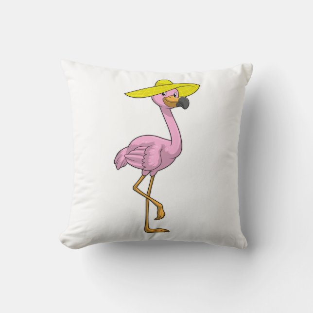 Flamingo am Strand mit Hat Kissen (Vorderseite)