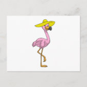 Flamingo am Strand mit Hat Postkarte (Vorderseite)