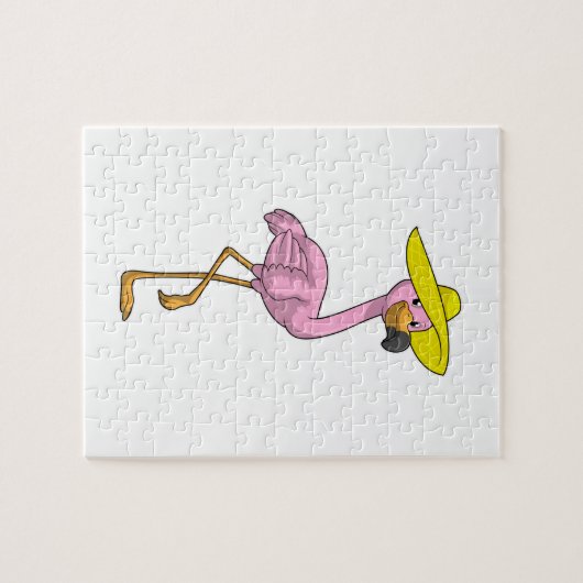 Flamingo am Strand mit Hat Puzzle (Horizontal)