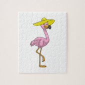 Flamingo am Strand mit Hat Puzzle (Vertikal)