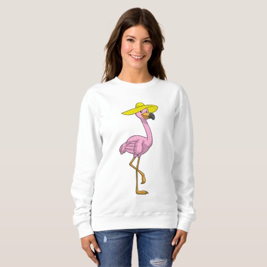 Flamingo am Strand mit Hat Sweatshirt (Vorne ganz)