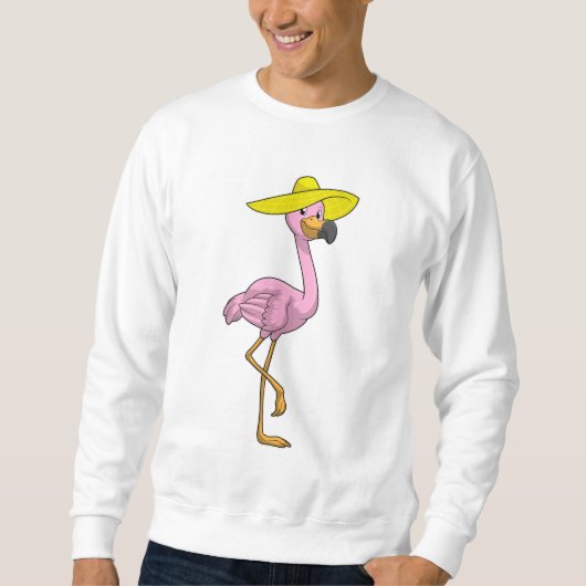 Flamingo am Strand mit Hat Sweatshirt (Vorderseite)