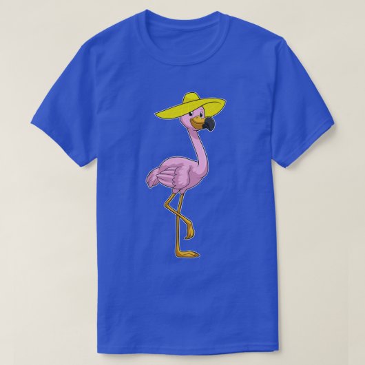 Flamingo am Strand mit Hat T-Shirt (Design vorne)