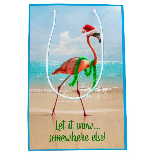 Flamingo am Strand Mittlere Geschenktüte (Vorderseite)
