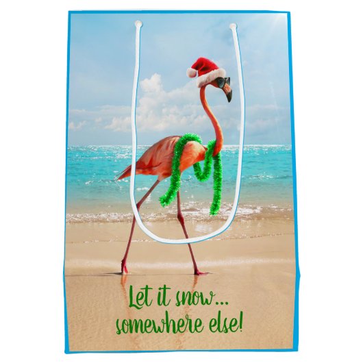 Flamingo am Strand Mittlere Geschenktüte (Rückseite)